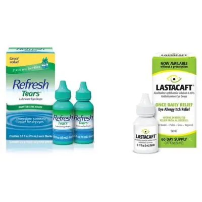 Refresh Tears Lubricant Eye Drops (0.5 Fl Oz - 2 Count) & Lastacaft Once Daily Eye Allergy Itch Relief Drops, (1 Count - 60 Day Supply)